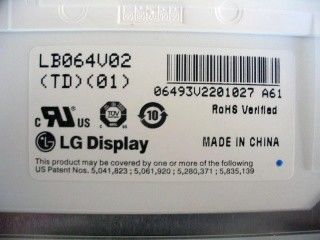 LB064V02-TD01 6,4 polegadas 640×480 250 cd/m2 Ângulo de visão 65/65/50/60 TFT-LCD, LCM
