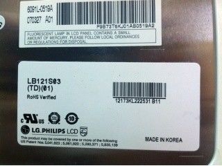 LB121S03-TD01 12,1 polegadas 800 ((RGB) × 600 400 cd/m2 Frequência 60Hz TFT-LCD, LCM
